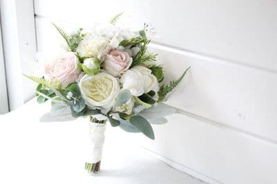 Alluria Real Touch Blush Pink Bridal Bouquet – Artificial Rose Wedding Flowers