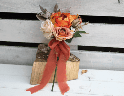 Amber Burnt Orange Flower Wand - Flower Girl Flower Wand - Wedding Flower Decor Accessories