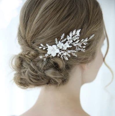 Anastasia White Silver Hair Clip