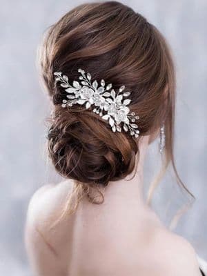 Annabelle Silver Crystal Floral Hair Clip