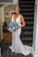 April Blue and White Artificial Bridal Bouquet – Spring Faux Wedding Flowerst