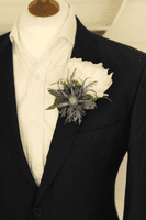 Artificial Blue Thistle Bridal Bouquet – Scottish Ivory Peony & Thistle Wedding Flowers