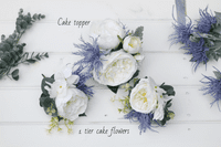 Artificial Blue Thistle Bridal Bouquet – Scottish Ivory Peony & Thistle Wedding Flowers