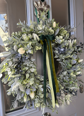 Artificial Blue Thistle Eucalyptus Wreath