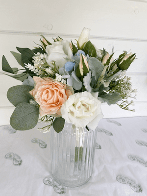 Artificial Blush Hand Tied Flower Bouquet -  Rose Flower Bouquet Gift