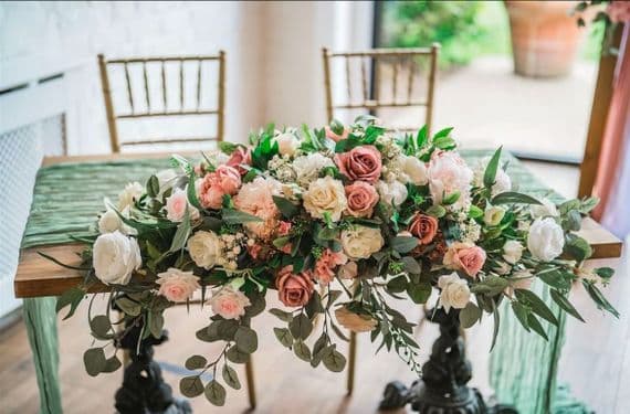 Artificial Blush Pink, Dusty Pink Top Table Flower Arrangement