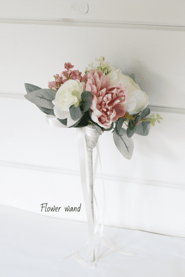 Artificial Blush Pink Flower Girl Wand - Ivory Blush Pink Flower Girl Wand Accessories