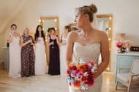 Artificial Bright Orange Pink Wedding Bouquet -  Bright Pink Blue Bridal Bouquet –