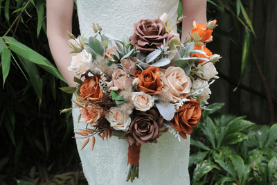 Artificial Burnt Orange Autumn Bridal Bouquet – Autumn Artificial Wedding Flowers