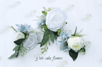 Artificial Dusty Blue Bridal Bouquet – Powder Blue, White Rose Wedding Flowers for Summer Bride
