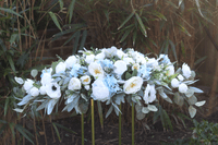 Artificial Dusty Blue Bridal Bouquet – Powder Blue, White Rose Wedding Flowers for Summer Bride