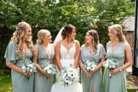 Artificial Dusty Blue Bridal Bouquet – Powder Blue, White Rose Wedding Flowers for Summer Bride