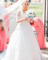Artificial Dusty Blue Bridal Bouquet – Powder Blue, White Rose Wedding Flowers for Summer Bride