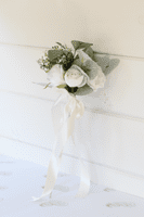 Artificial Dusty Blue Bridal Bouquet – Powder Blue, White Rose Wedding Flowers for Summer Bridest