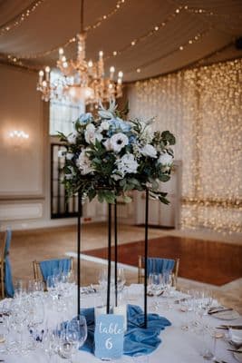 Artificial Dusty Blue Wedding Table Centrepiece