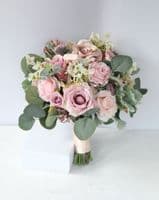 Artificial Dusty Pink and Mauve Bridal Bouquet – Artificial Blush Rose Wedding Flowers