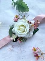 Artificial Dusty Pink and Mauve Bridal Bouquet – Artificial Blush Rose Wedding Flowers