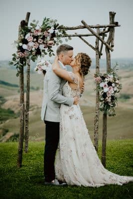 Artificial Dusty Pink, Blush & Navy Rose Arch Arrangement
