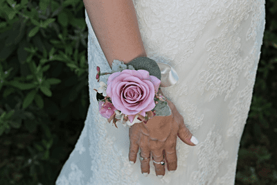 Artificial Dusty Pink Rose Corsage - Dusky Pink Prom Wrist Corsage - Pink Rose Magnet Corsage