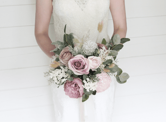 Artificial Mauve and Blush BIndigo Artificial Mauve, Bluridal Bouquet – Pink,  Mauve Wedding Flowers