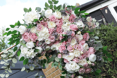 Artificial Mauve Pink Rose Arch Arrangement. - Mauve Flower Wedding Arch Swag