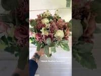 Artificial Mauve Rose Bridal Bouquet – Blush Pink Wedding Flowers – Faux Mauve Roses for Bride