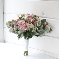 Artificial Mauve Rose Bridal Bouquet – Blush Pink Wedding Flowers – Faux Mauve Roses for Bride
