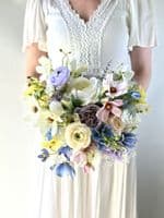 Artificial Pastel Wedding Bouquet – Lilac, Pink, Blue & Yellow  -Pastel Wedding Flowers