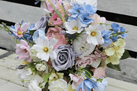 Artificial Pastel Wedding Bouquet – Lilac, Pink, Blue & Yellow  -Pastel Wedding Flowers