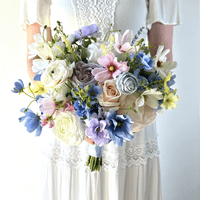 Artificial Pastel Wedding Bouquet – Lilac, Pink, Blue & Yellow  -Pastel Wedding Flowers