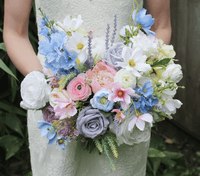 Artificial Pastel Wedding Bouquet – Lilac, Pink, Blue & Yellow  -Pastel Wedding Flowers