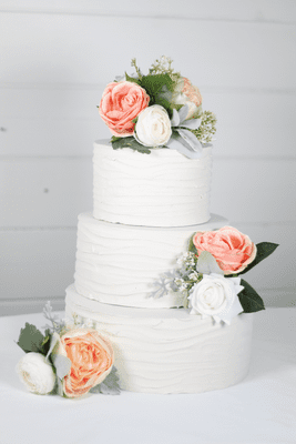 Artificial Peach, Coral, White Cake Topper Flowers - Peach Single Tier Cake Flowers
