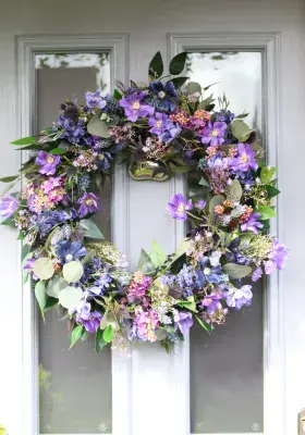 Artificial Purple Spring Wreath - Lilac Spring Wreath