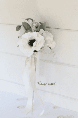 Artificial White Flower Girl Wand - Dusty Blue Flower Girl Wand - Wedding Flower Girl Accessories