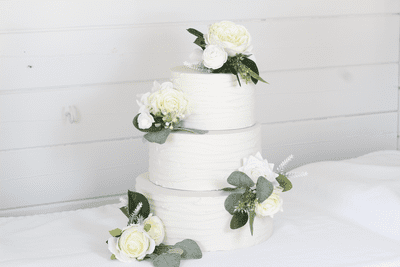 Artificial White, Ivory Cake Topper Flowers, Ivory, White Silk Cake Tier Flowers