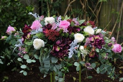 Athena Artificial Burgundy Plum Floral Arrangement - Pink  Rustic  Flower Table Centrepiece