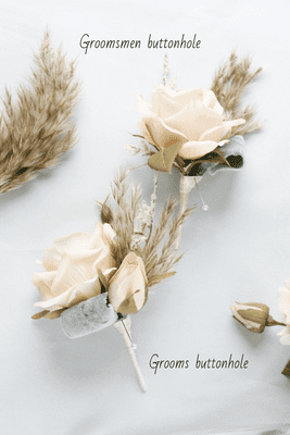 Autumn Artificial Cream Rose Buttonhole/Boutonniere