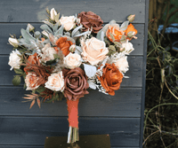 Burnt Orange & Terracotta Artificial Wedding Bouquet | Autumn Faux Bridal Flowers UK