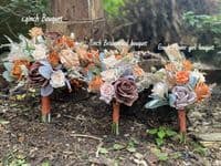 Burnt Orange & Terracotta Artificial Wedding Bouquet | Autumn Faux Bridal Flowers UK