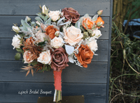 Burnt Orange & Terracotta Artificial Wedding Bouquet | Autumn Faux Bridal Flowers UK