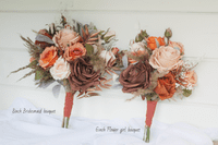 Burnt Orange & Terracotta Artificial Wedding Bouquet | Autumn Faux Bridal Flowers UK