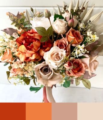 Autumn Orange, Ivory  Bridal Bouquet – Artificial Autumn Wedding Flowers