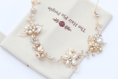 Beth Gold Pearl Bridal Hair Vine