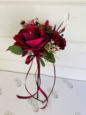 Bianca Burgundy Flower Girl Wand - Fuchsia Burgundy Flower Wand - Flower Girl Accessories