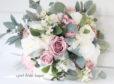 Blush Pink and Dusty Pink Bridal Bouquet – Artificial Ivory, Dusty Pink Wedding Flowers