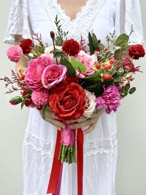 Blush, Pink & Red Berry Wedding Bouquet