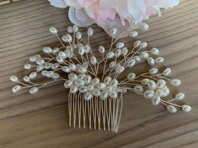 Braelynn Silver Pearl Hair Comb