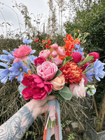 Bright Orange Wedding Bouquet -  Bright Pink Wedding Bouquet –-  Vibrant Artificial Flowers