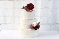 Burgundy Red & Gold Artificial Bridal Bouquet – Winter Wedding Flowers