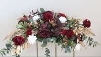 Burgundy Red & Gold Artificial Bridal Bouquet – Winter Wedding Flowers
